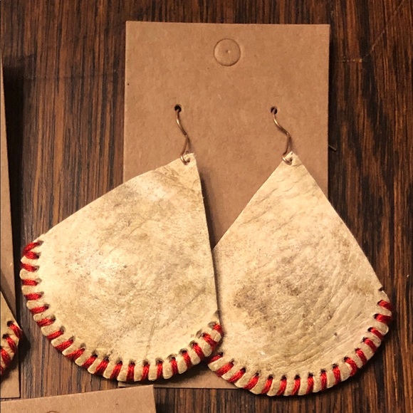 Jewelry - Baseball earrings. Made from a baseball!